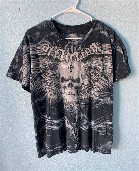 Affliction Vintage 2000s All Over Print Flying Skull T Shirt Grailed
