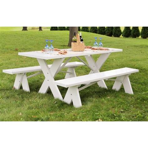 Duratrel 72 In White Rectangle Picnic Table In The Picnic Tables Department At