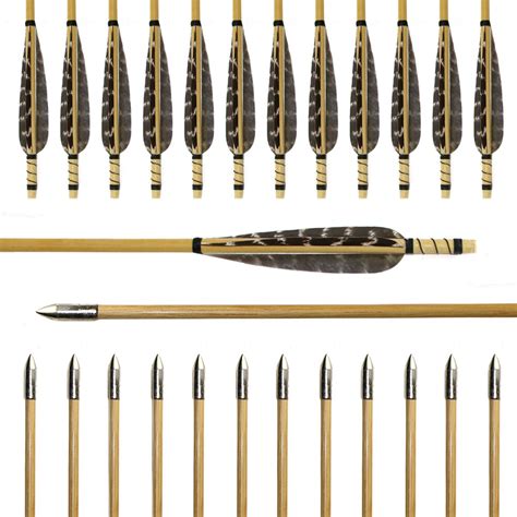 6pcs 315inch Diameter 85mm Wood Arrow Turkey Feather Wooden Arrows