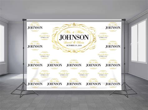 Wedding Step And Repeat Backdrop Banner Gold Frame Any Etsy Banner