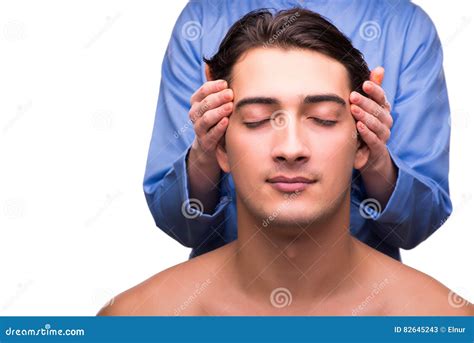 The Man During Massage Session Isolated On White Stock Image Image Of Hands Model 82645243