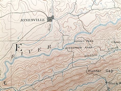 Antique Jonesville Virginia 1891 Us Geological Survey Etsy