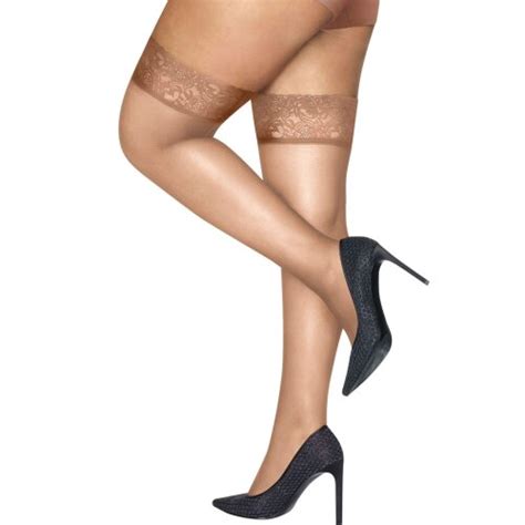 hanes womens plus size curves sheer lace thigh high nude 3x4x on onbuy