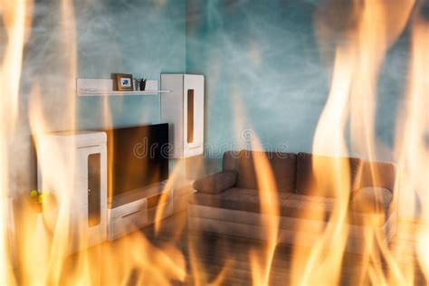 Fire Burning Inside The House Stock Image Image Of House Cushion