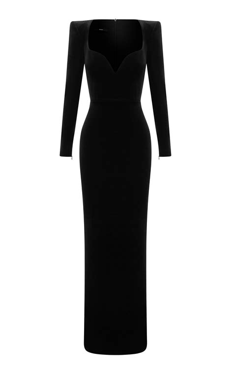 Alex Perry Womens Elison Velvet Column Dress In Black Modesens