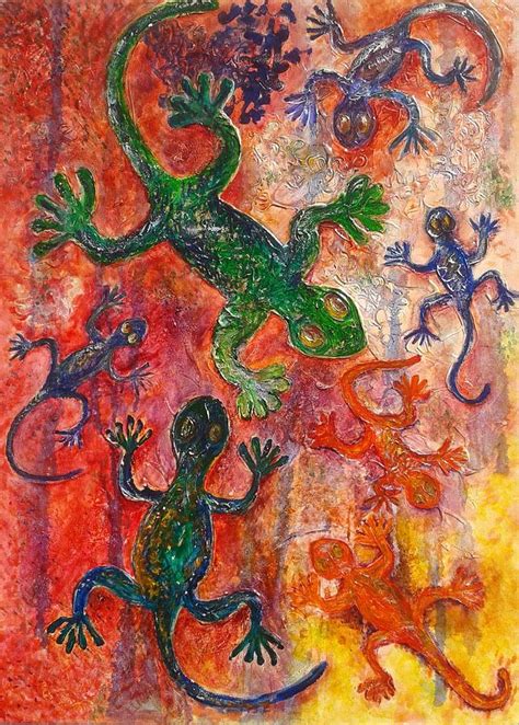 Gekkos Come Out To Play Painting By Laura Caron Claire Aldridge Fine