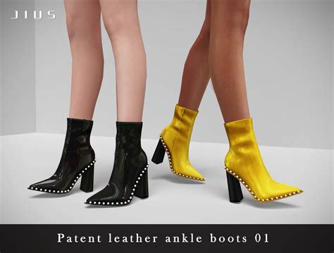 Sims 4 Patent Leather Ankle Boots 01 The Sims Book