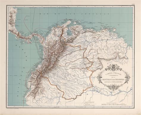 Old Map Of Colombia 1889 Rare Map Antique Map Fine Etsy