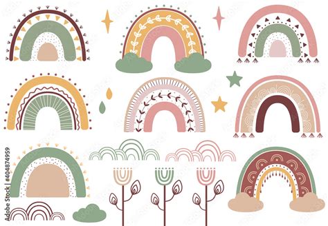 Boho Rainbow Clipart Stock Vector Adobe Stock