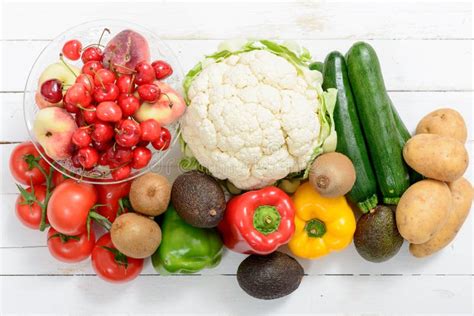 Assortment Of Fresh Vegetables And Fruits Stock Photo Image Of
