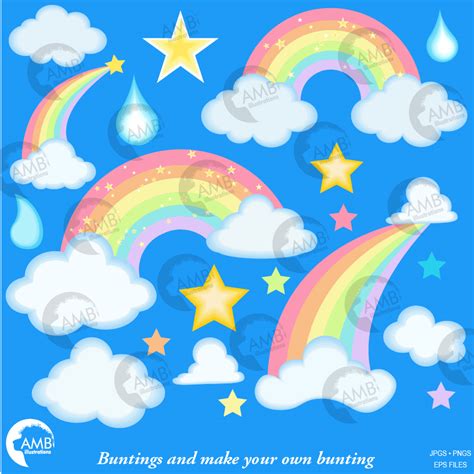 Magical Pastel Rainbow Clipart Pack Amb 2443