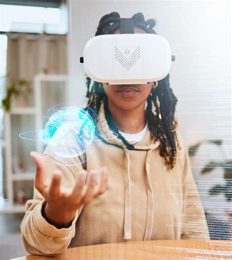 Virtual Reality Vr Metaverse Or Woman With Globe Hologram 3d Cyber