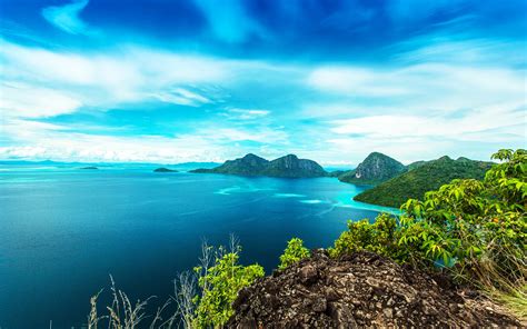 Malaysia Beautiful Landscape Bohey Dulang Island Sea Coast