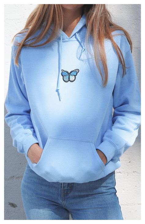 Butterfly Hoodie - Light Blue #light #blue #hoodie #outfit #casual in 2020 | Blue hoodie outfit ...