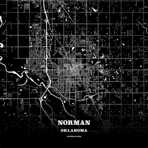 A Black And White Map Of The City Of Norman Ok