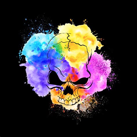 Colorful Melting Skull Art Graphic Halloween Tshirt