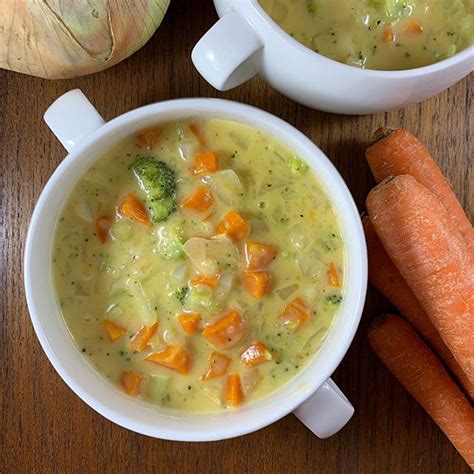 Cheesy Broccoli And Carrot Soup Pesto And Potatoes
