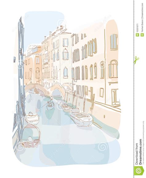 Venetian Summer Pastel Illustration Stock Vector Image