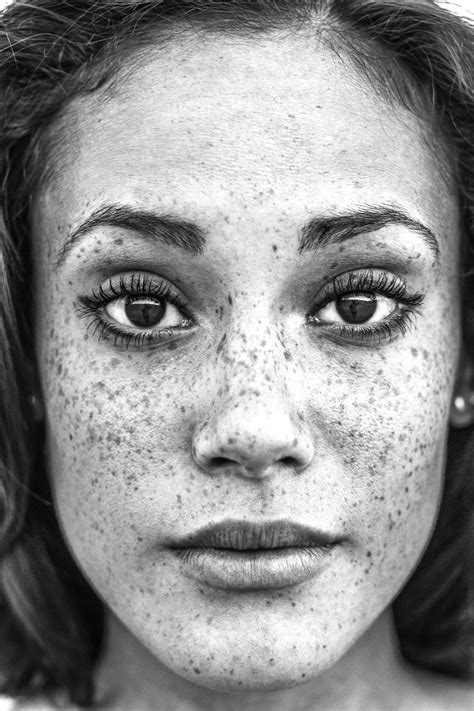 Freckle Portrait Black And White Black And White Face Close Up Faces