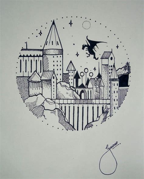 Hogwarts Drawing Doodle Harry Potter Drawings Doodle Art Drawing