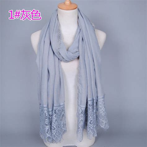 120pcs lot plain women arab tr cotton lace trim scarf shawl pashmina muslim hijab long scarf