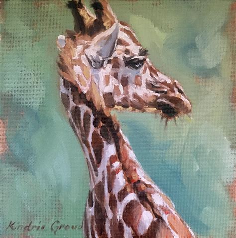 Young Giraffe In The Sun Small Weekly Painting By Canadian Artist
