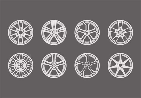 Sporty Aluminium Alloy Wheels Icons Vector 156321 Vector Art At Vecteezy