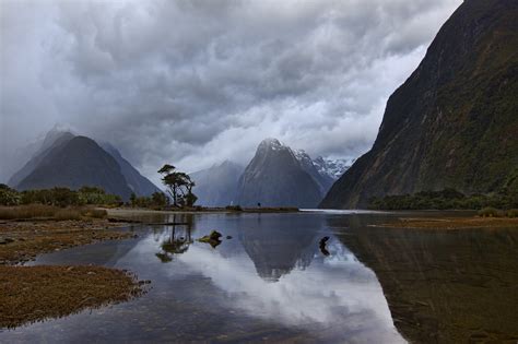 4570732 Milford Sound Snow Nature Clouds New Zealand Reflection