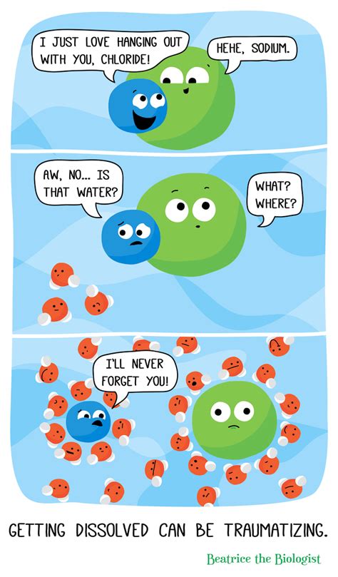 Beatrice The Biologist Getting Dissolved Can Be Traumatizing Chemistry Jokes Chemistry Humor