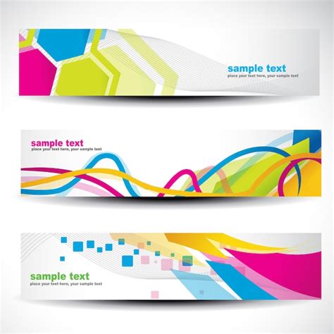 Banner Set With Modern Colorful Shapes Vector Free Download