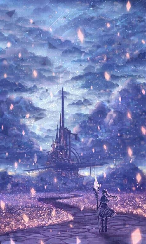 Beautiful Anime Castle 하늘 그림 풍경 그림 및 밤하늘 그림