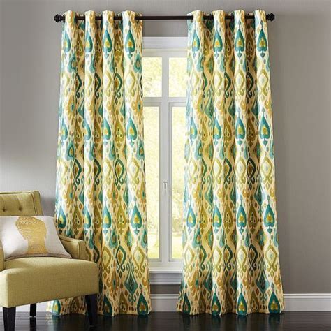 Ikat Grommet Blue And Green Curtain Ikat Curtains Green Curtains Blue