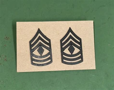 Pair Of Us Army First Sergeant E8 Black Subdued Metal Rank Insignia