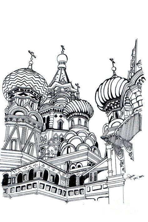 Icolor Architecture St Basils Cathedral 600×900 Printable Coloring
