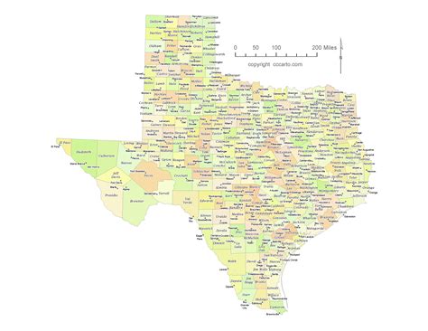 State Of Texas County Map With The County Seats Cccarto