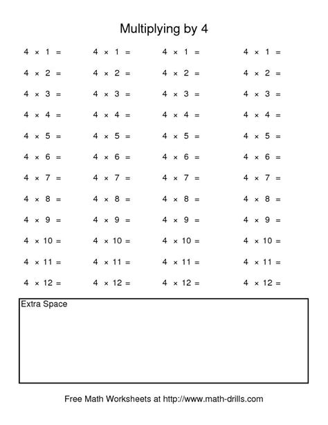 4s Multiplication Worksheet