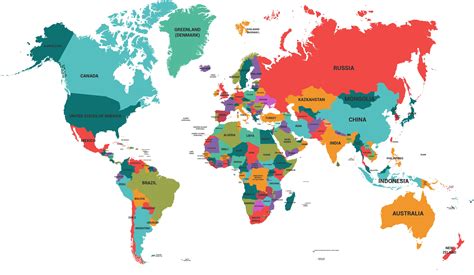 Mapa Político Del Mundo Con Nombres De Países Descargar Vectores