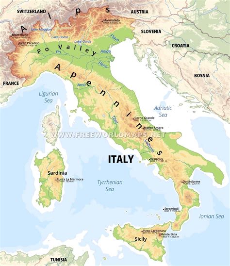 Italy Physical Map