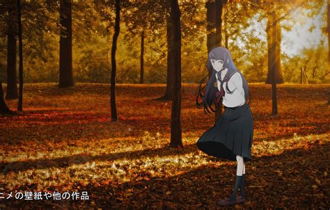 Wallpaper Girl Anime Falling Leaves Anime Madskillz Madskillz