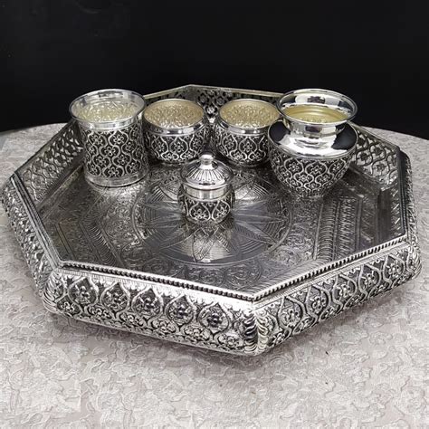 Buy Quality 925 Pure Silver Antique Pooja Thali Set In New Delhi