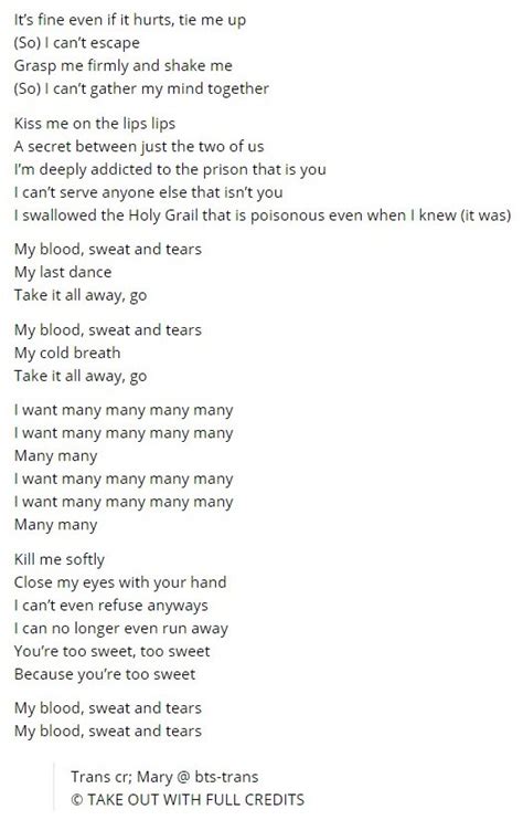 Blood Sweat And Tears Lyrics English