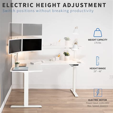 Buy Vivo Electric Height Adjustable 63 X 55 Inch Corner Stand Up Desk