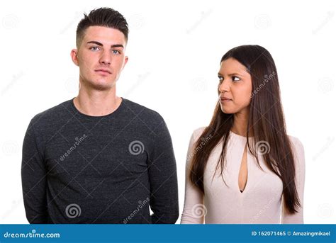 Curious Woman Staring And Looking At Handsome Man Stock Image Image