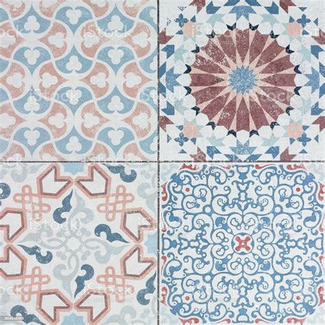 Beautiful Old Ceramic Tile Wall Patterns In The Park Public Stock Photo