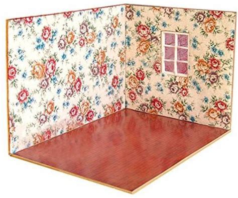Bestlee Diy Dollhouse Wall With Wallpaper And Floor Diy Dollhouse
