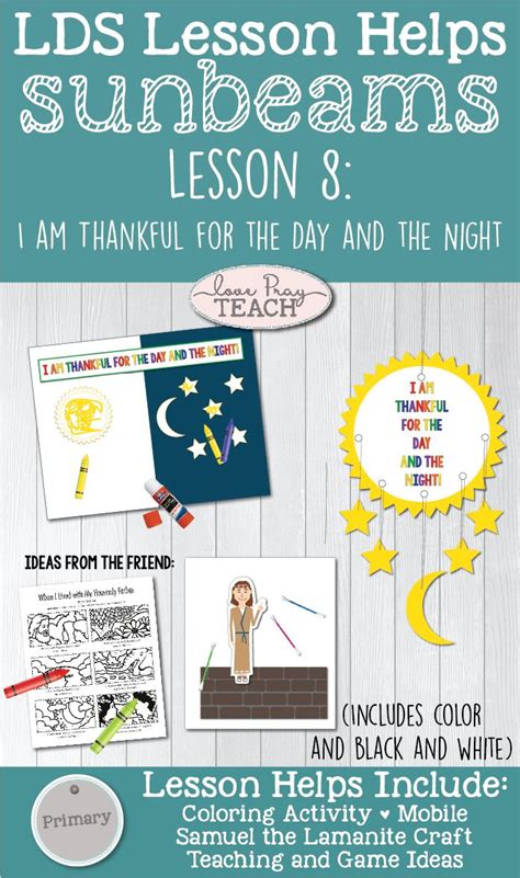 Lds Primary 1 Sunbeams Lesson 8 I Am Thankful For The Day And Night