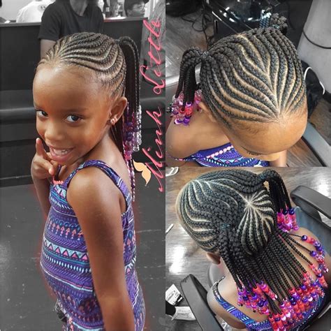 Haircuts for little boys and girls and how to cut and style your children's hair. African Straight Up Hairstyle For Kids - Feed in braids ...