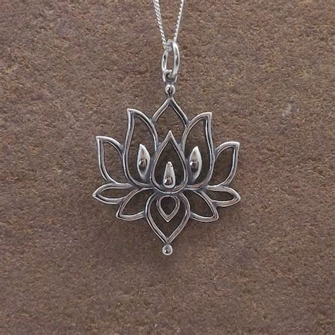 Lotus Flower Necklace Sterling Silver Tiny Lotus Pendant Yoga Etsy