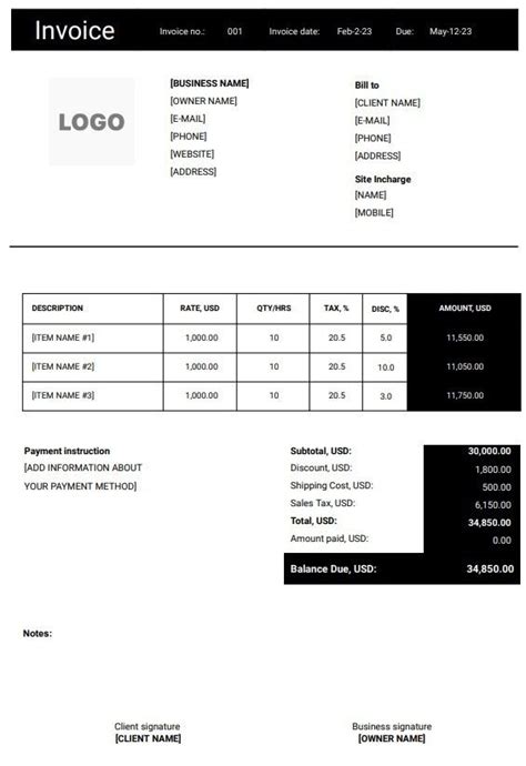 Free Roofing Invoice Templates Word Excel Pdf