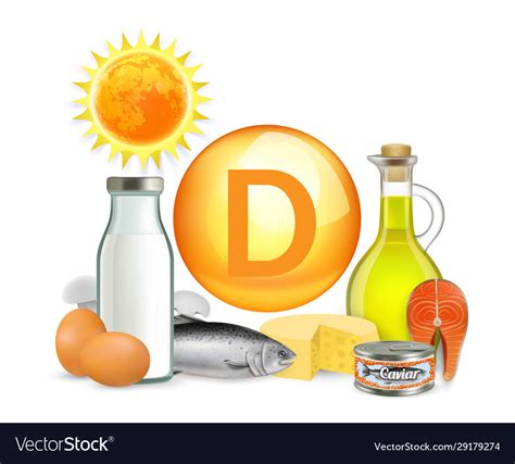Vitamin D Sunlight And Food Sources Royalty Free Vector
